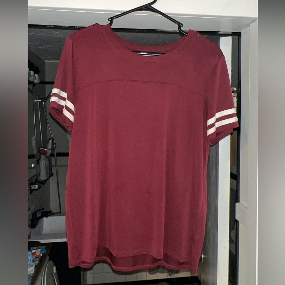 Large burgundy with ivory stripes shirt like new